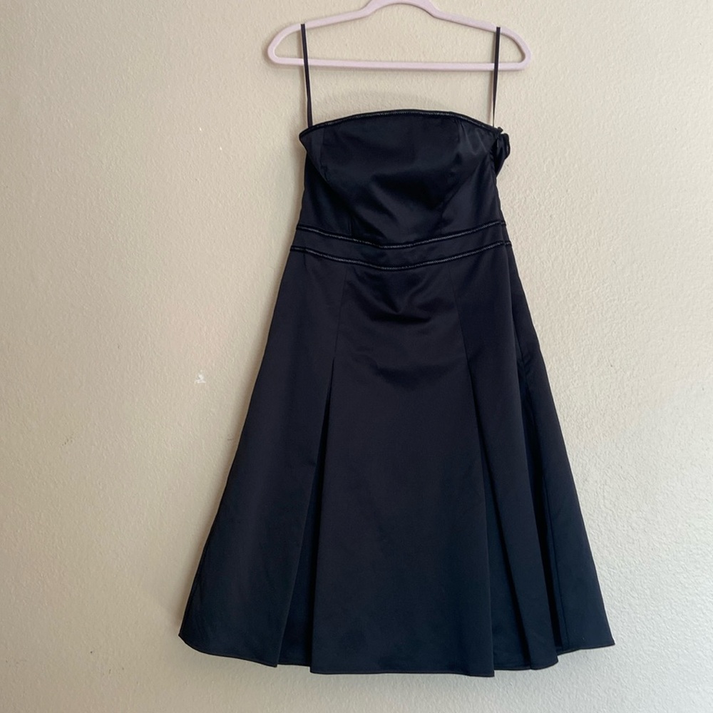 The Limited Y2K A-Line Formal Satin Strapless Black Dress, Size 10
